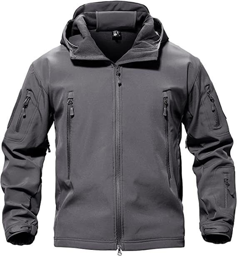 Men Waterproof Tactical Soft Shell Jacket Coat Fleece Lined Zip Up Hoodie Jacket