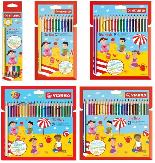 STABILO Trio dick Buntstifte - 6er, 12er, 18er und 24er Kartonetuis- mit Spitzer