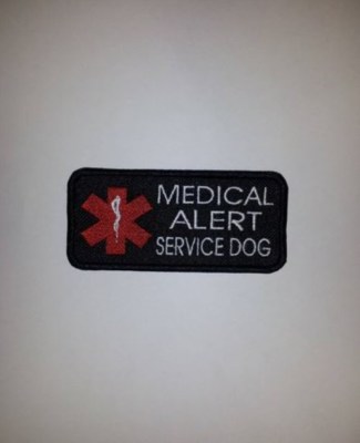 MEDICAL ALERT or MIGRAINE ALERT SERVICE DOG Embroidered Sew-On/Hook Sided Patch 