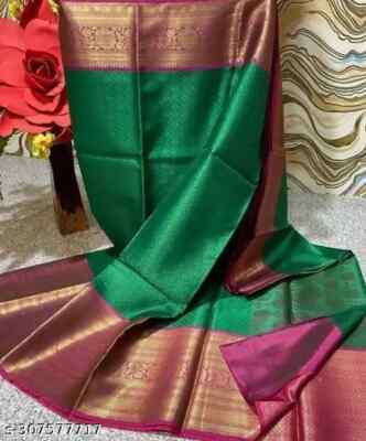 Women's Traditional Heavy Zari Embroidery wedding wear New kanjivaram silk saree