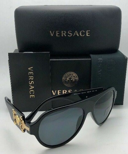 Pre-owned Versace Polarized  Sunglasses Ve 4323 Gb1/81 58-15 140 Black-gold Frame W/ Grey In Grey Polarized
