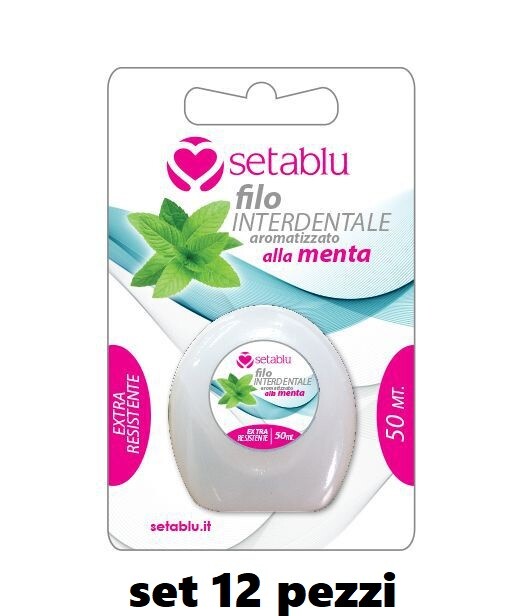 Set 12 Pz Filo Interdentale 50mt Aromatizzato Alla Menta Pulizia Cura Denti dfh