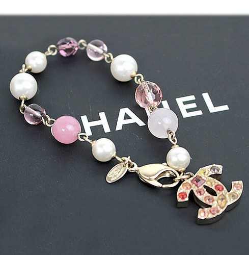 CHANEL CC Logos Pearl Multicolor Stone Bracelet 7