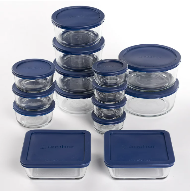 S 30 Pieces Set With Navy Lids
