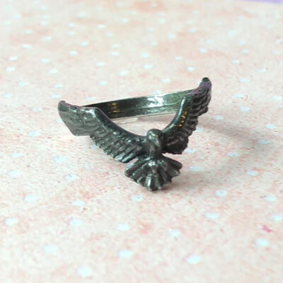 Alchemy Gothic Ravenette Little Raven Bird Ring in Pewter UK Made R232