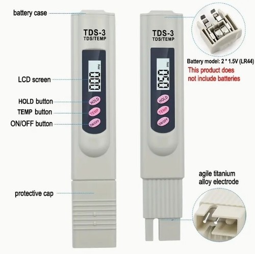 Handheld Water Quality Hardness Purity Digital LCD Meter 0-9990 PPM TDS TDS-3