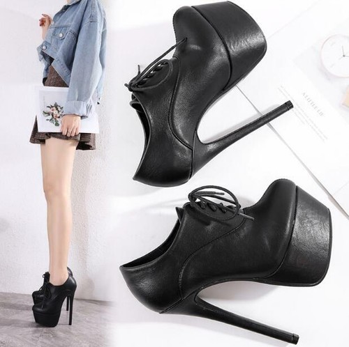 round toe stiletto high heel lace up ankle boots