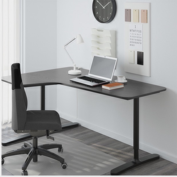 Ikea Office desk Corner left Blackbrown 160x110cm BEKANT in