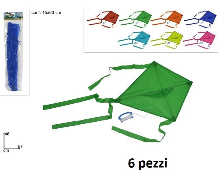 Set 6 Pezzi Aquilone In Nylon Colori Assortiti Gioco Bambini Estate bal