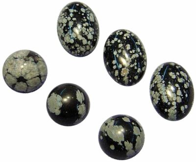 Natural Extra Fine Snowflake Obsidian - Round & Oval Cabochon - Italy, Lipari - 