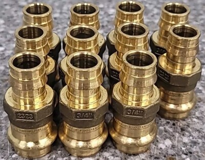 (11 Pk) 3/4'' ProPEX x 3/4'' Copper Press Brass Adapter Lead Free Uponor (Wirsbo)