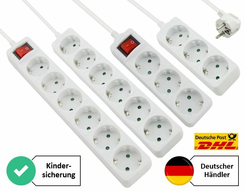 Steckdosenleiste Steckerleiste Mehrfachsteckdose zertifiziert 3 6 fach 1,5/3/5m