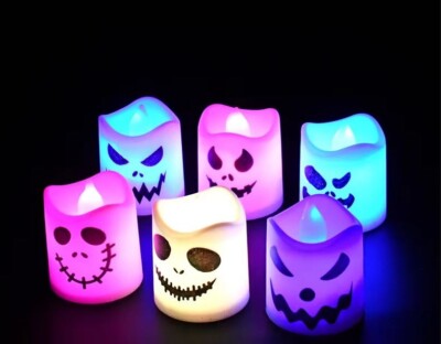 6pcs Halloween LED Ghost Pumpkin Candle Lights - Spooky Party Decorations