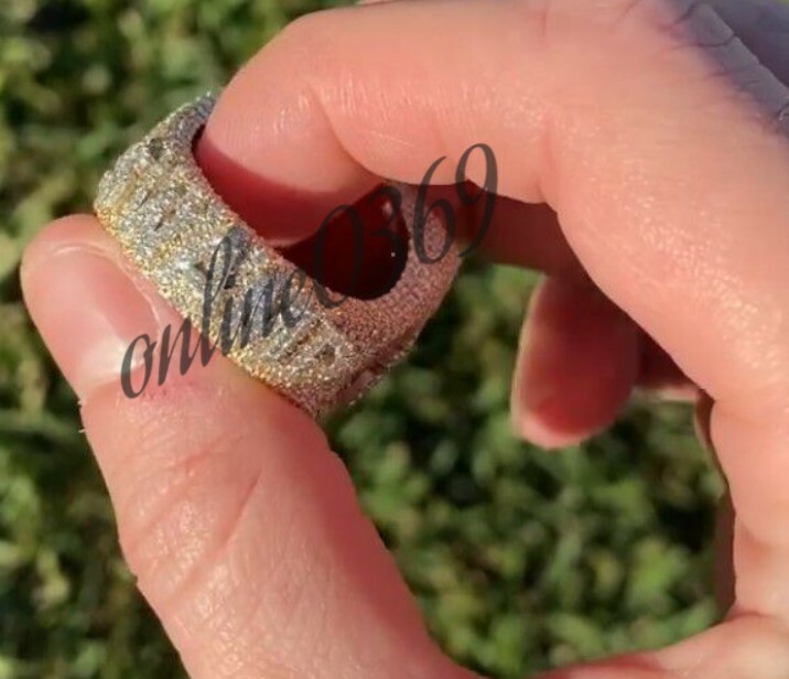 Pre-owned Online0369 Men's 3.5 Ct Natural Moissanite Custom Name Letter Fully Filled Ring 925 Silver In White