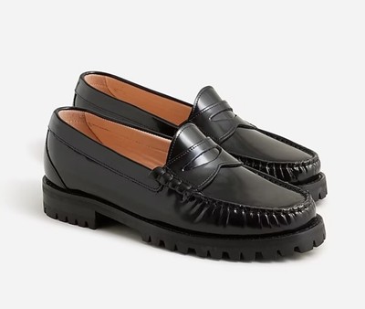 J CREW Winona lug-sole penny loafers in spazzolato leather 8 1/2 $228 BT893
