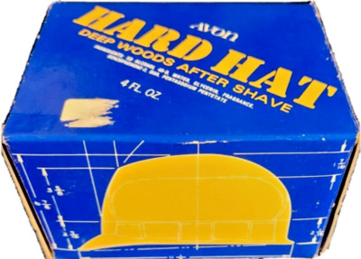 Vintage Avon Yellow Construction Worker Hard Hat Deep Woods 4oz After Shave