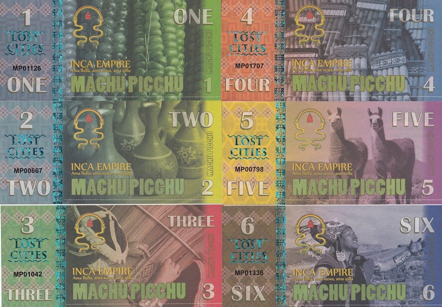 Machu Picchu Set 6 1 2 3 4 5 6 Lost Cities 2017 Fantasy INCA EMPIRE NHB