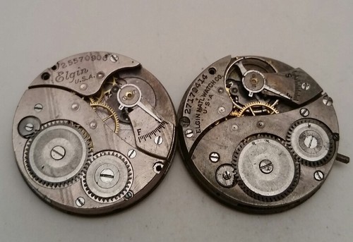 Elgin 2 Movements Grade 431 7j For Parts or Repair