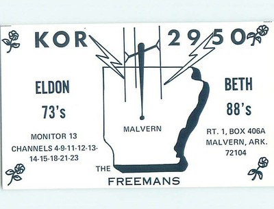 Pre-1980 RADIO CARD - CB HAM OR QSL Malvern Arkansas AR n/28 AH1430