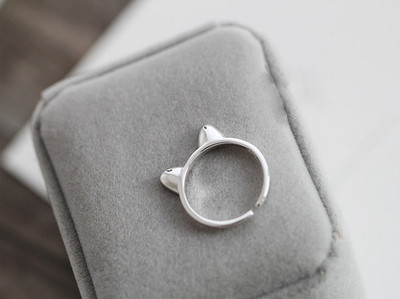 Silver SP Super Adorable Cat Kitten Ears Adjustable Ring!