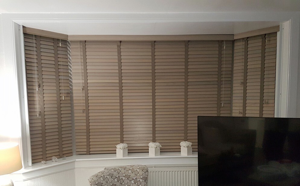 5 Blinds with Pelmets in Truffle Grey Putty Finish (only 3 of