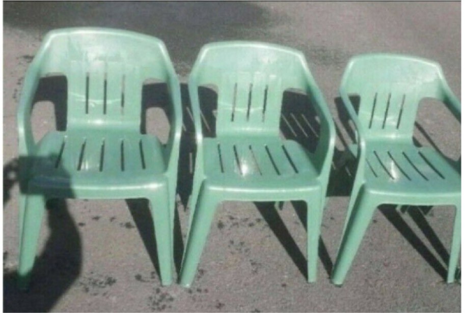 3 green plastic stacking outdoor garden chairs in Selby, North