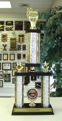 CHILI COOK OFF SILVER TWO POST TROPHY AWARD OUR CUSTOM DESIGN FREE TEXT* 6/6  