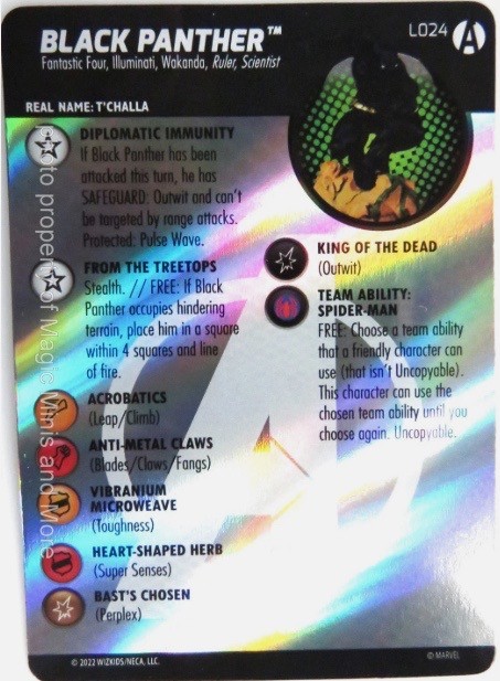 Marvel Heroclix Avengers Forever Legacy Card : Black Panther L024