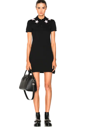 Givenchy Black Short Sleeve Polo Dress w/ Pink Star