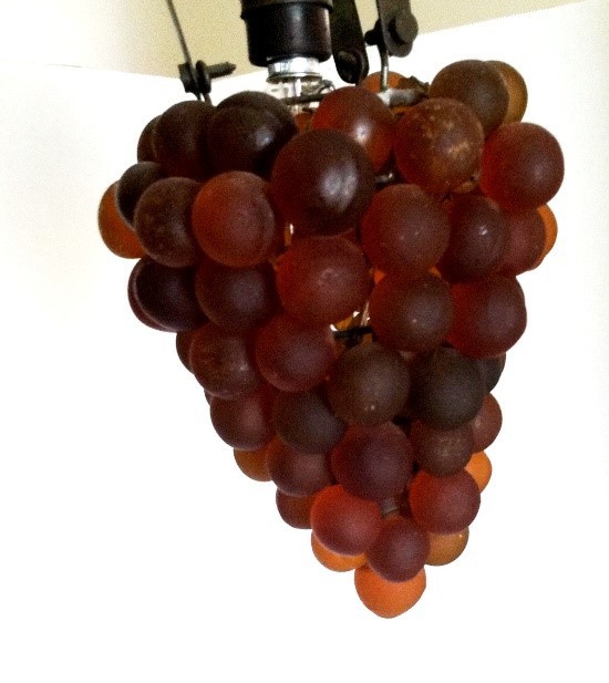 1920's Venetian Italian Murano Glass 10 Light Grape Cluster Chandelier w/ Leaves