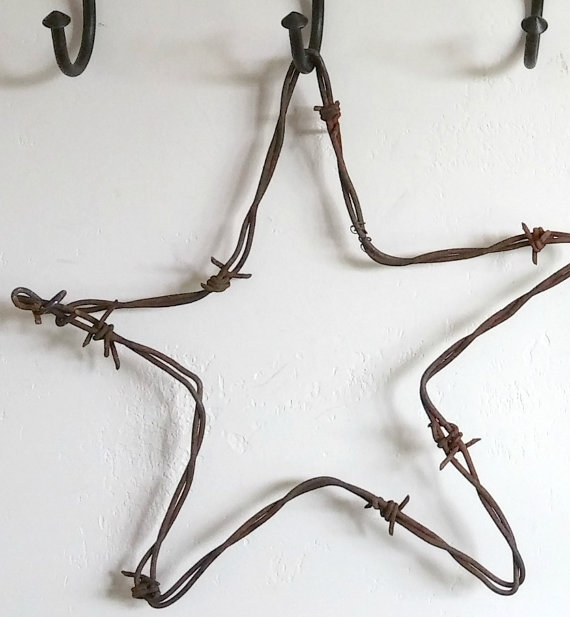 Barb Wire Star Decoration Wall Hanging Texas Farm Cowboy Kansas