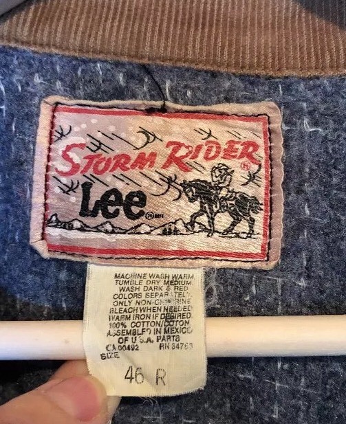 LEE Storm Rider Vintage Jean Denim Jacket Trucker Mens Size 46R Blanket Lined