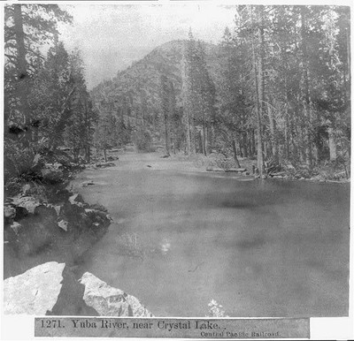 Yuba River,near Crystal Lake. Central Pacific Railroad,1866,Donner Pass Route