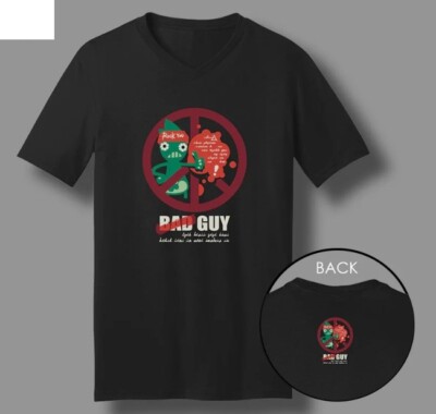 Guilty Gear Strive Sol Badguy Good Guy Tee T-Shirt Black V-neck 100% Polyester