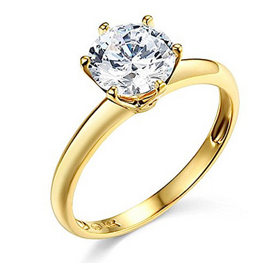 1 Ct Round 14K Yellow Gold Created Diamond Solitaire Engagement Wedding Ring