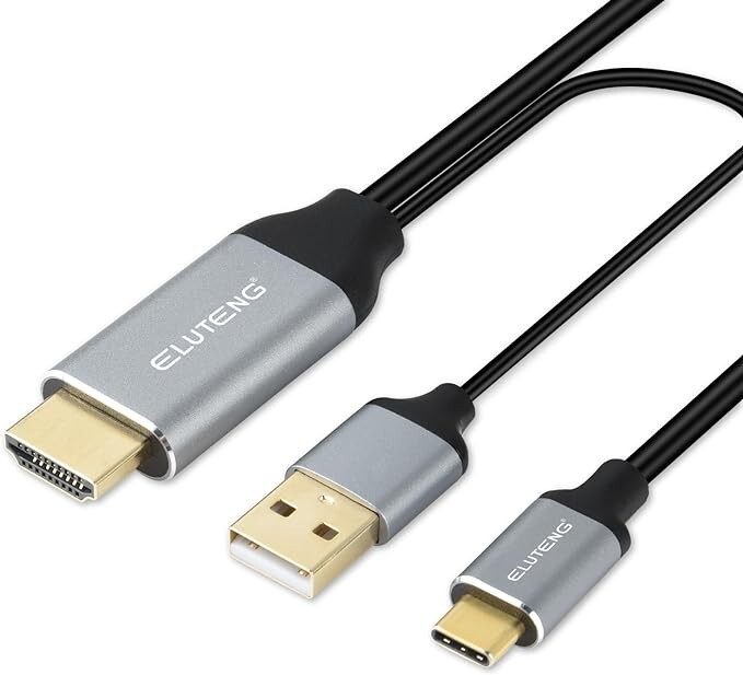 Eluteng Hdmi Auf Usb C Adapter Kabel 4k@60hz 2m / 6.6ft Mit Usb Stromkabel