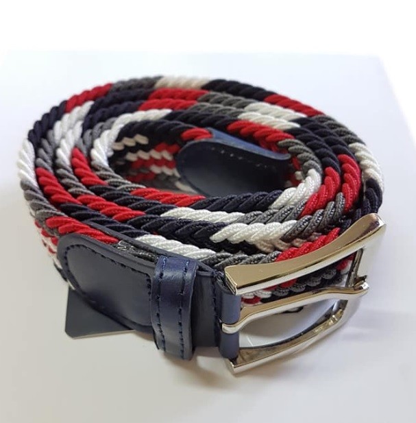 Cinta Cintura Uomo Intrecciata Multicolore Rossa Glamour Fashion Alla Moda hac