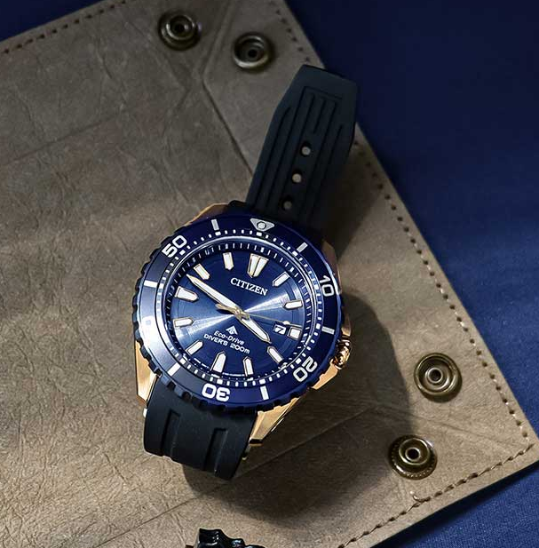 Pre-owned Citizen Promaster Bn0196-01l Blue Dial Men's Diver Watch Polyurethane Band