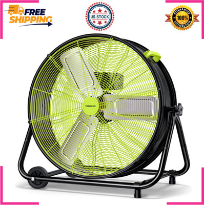 24 Inch Industrial Drum Fan, 320W High Velocity Floor Fan, 3 Speed