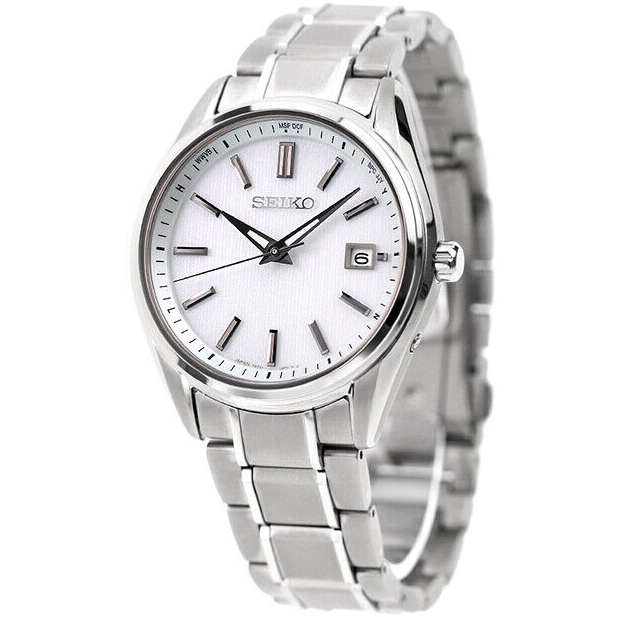 SEIKO SEIKO SELECTION SBTM337 TITANIUM RADIO SOLAR WATCH PEARL WHITE DIAL 39.5MM