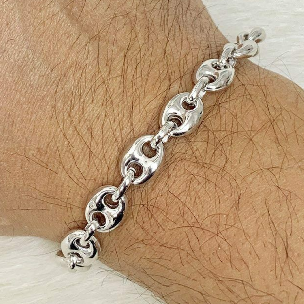 Italy 925 Sterling Silver 9.5mm Puffed Anchor Mariner Italy 925 Sterling Silver 9.5mm Puffed Anchor Mariner