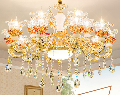 European Zinc Alloy Flower Crystal Lighting Luxury Ceiling