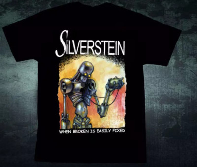 Vtg Silverstein When Broken Is Easily Fixed Cotton Black Full Size Shirt BL251