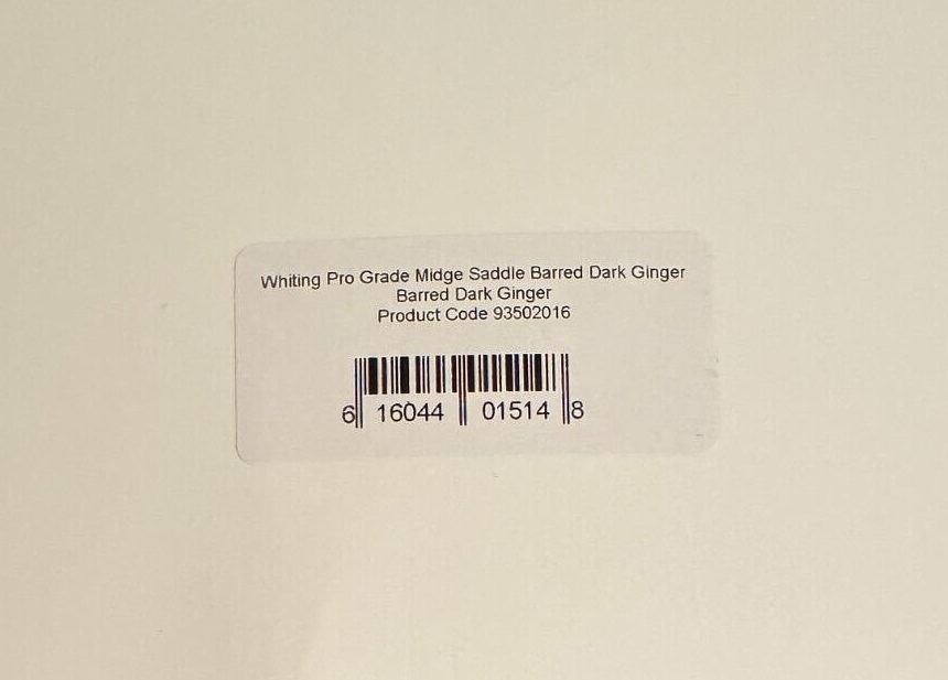 Whiting Midge Barred Dark Ginger Rooster Saddle, Pro Grade, Fly Tying