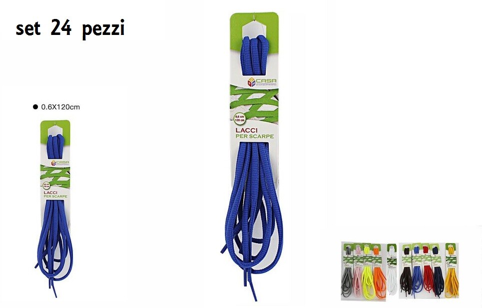 Set 24 Pezzi Lacci Coppia Stringhe Per Scarpe Calzature Colorati 0,6x120cm dfh