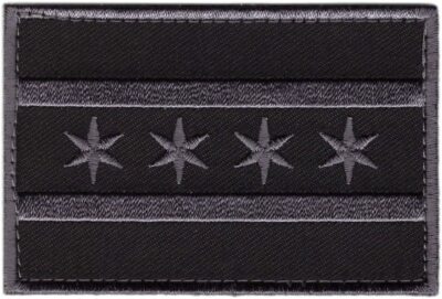CHICAGO ILLINOIS STATE FLAG PATCH [Subdued Gray - IRON ON SEW ON -CH01]