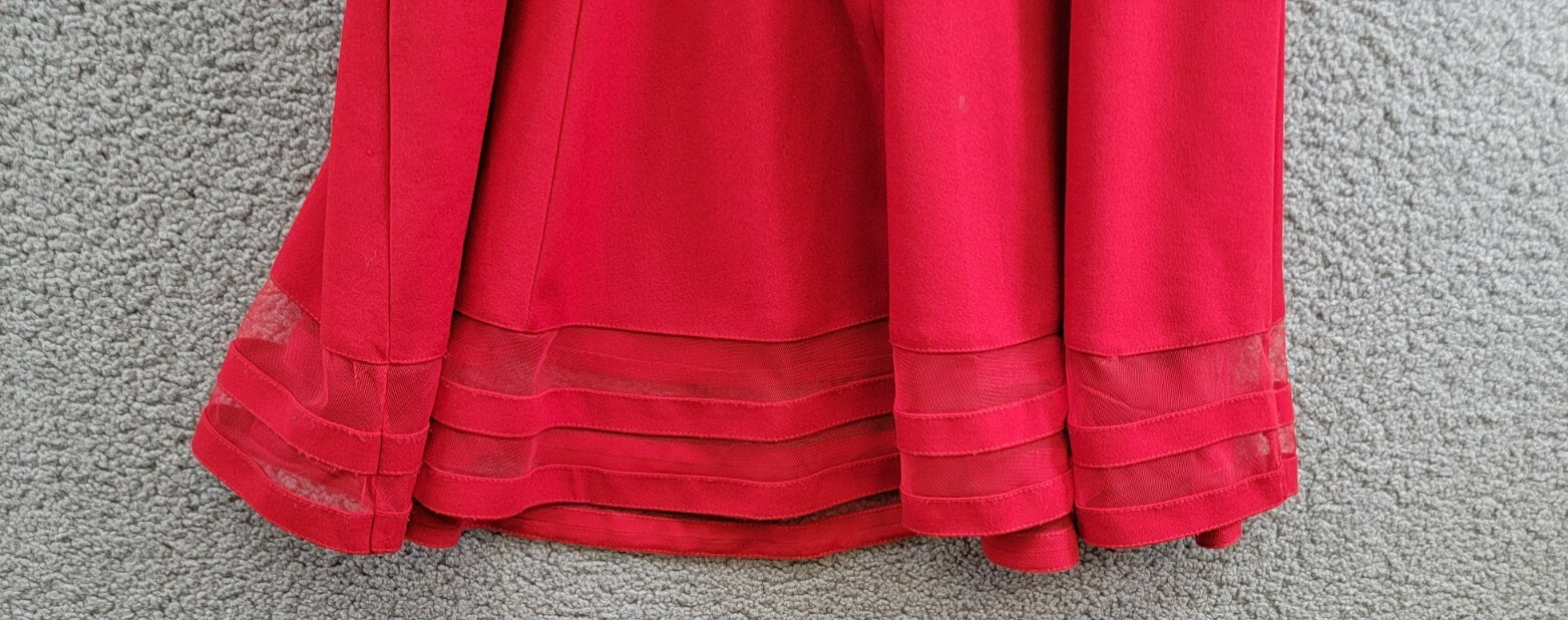 Calvin Klein Sleeveless Illusion Mesh Dress Girl's 10.5 Red Round Neck Back Zip - Picture 11 of 16