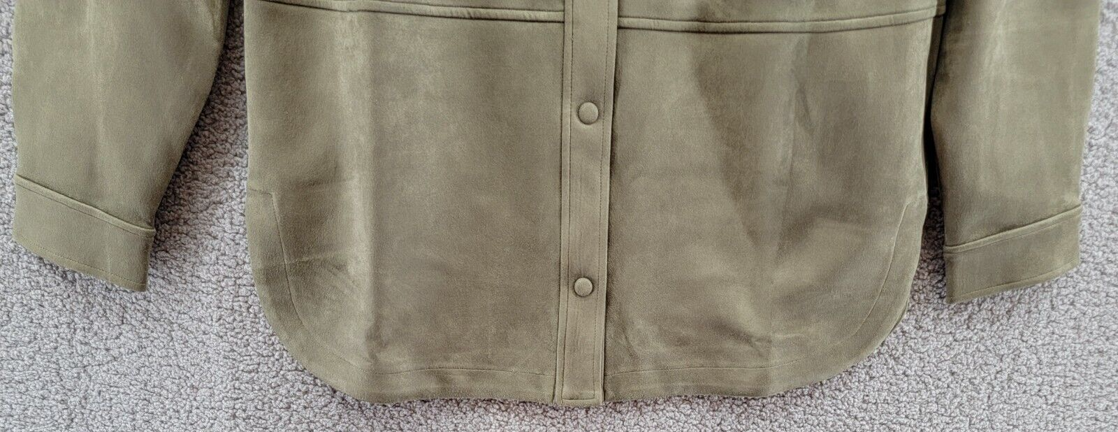 Calvin Klein Long Sleeve Overshirt Jacket Women's M Dark Olive Point Collar - Picture 3 of 12