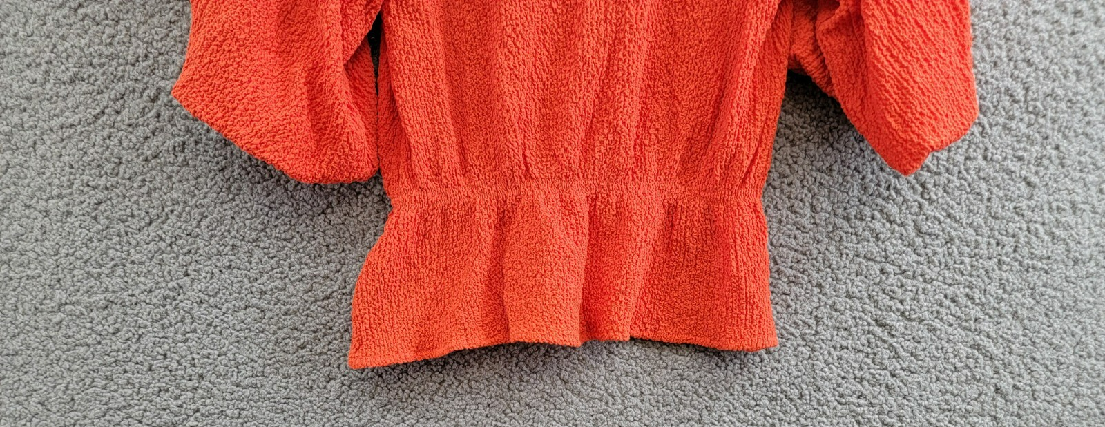 Sanctuary Textured Button-Front Peplum Top Women's XS Spicy Orange Elbow Sleeve - Picture 13 of 18