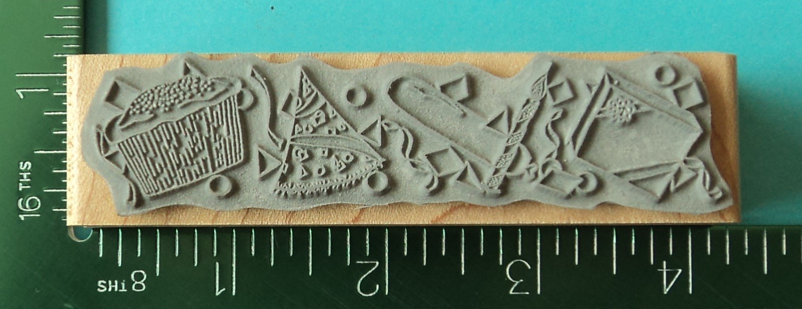 Lasting Impressions BIRTHDAY BORDER Rubber Stamp Present Balloon Hat Cupcake